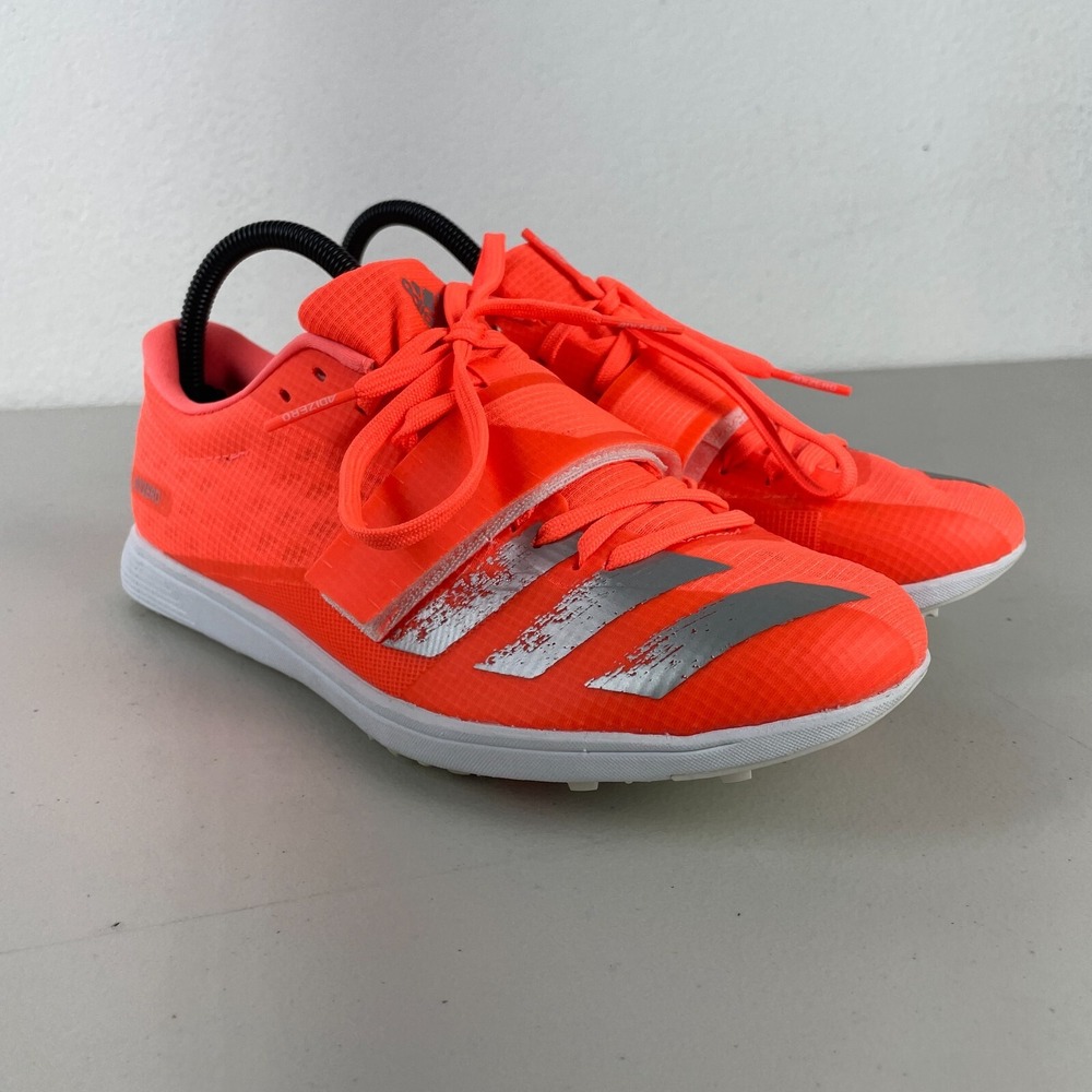 Adidas Adizero Shoes Mens 8 Signal Coral White High Jump Track Field Hi Vis New
